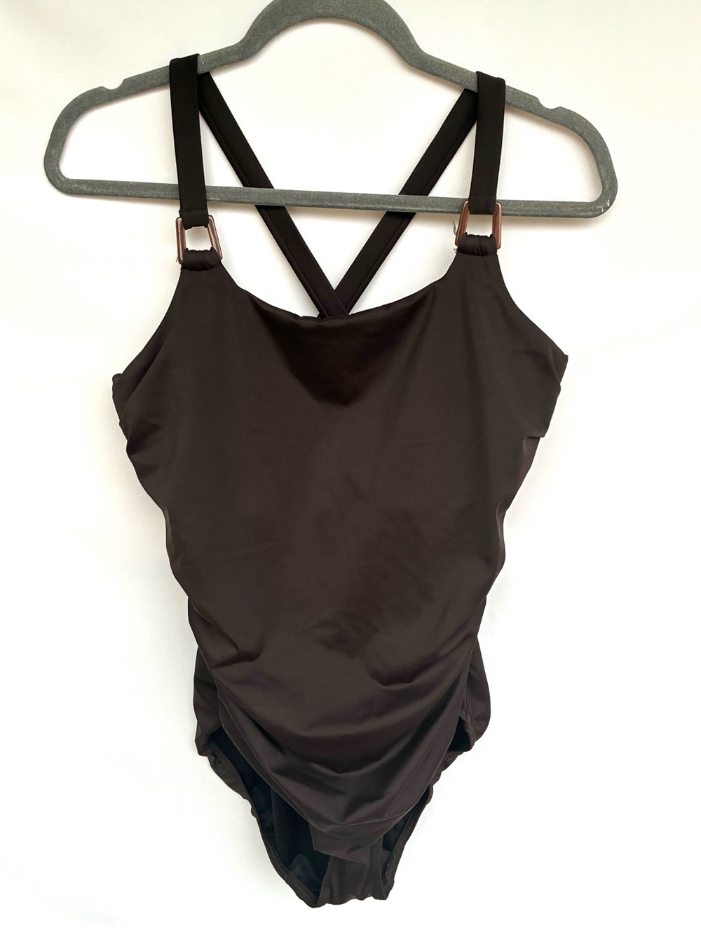 Land's End Ruched Underwire One Piece  Swimsuit Brown Size 12